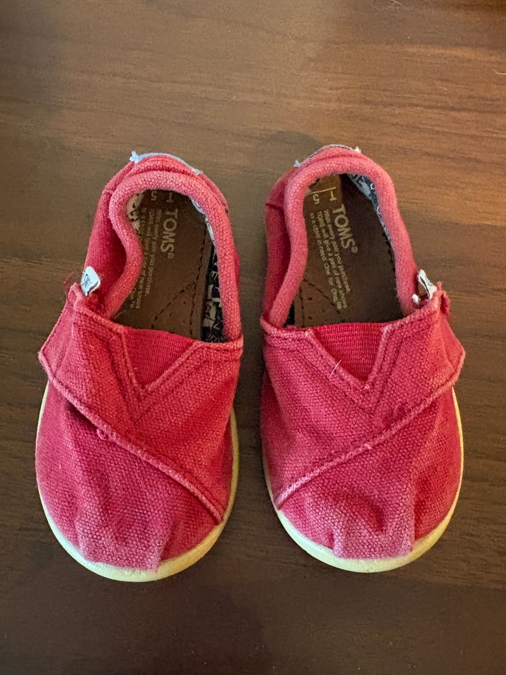 Toms Kids Slip-On Shoes Red Canvas